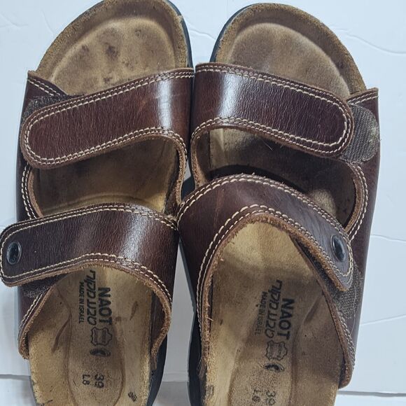 Naot Kate Brown Leathet Slide Wedge Sandals Size 39/ US 8 - Picture 3 of 10